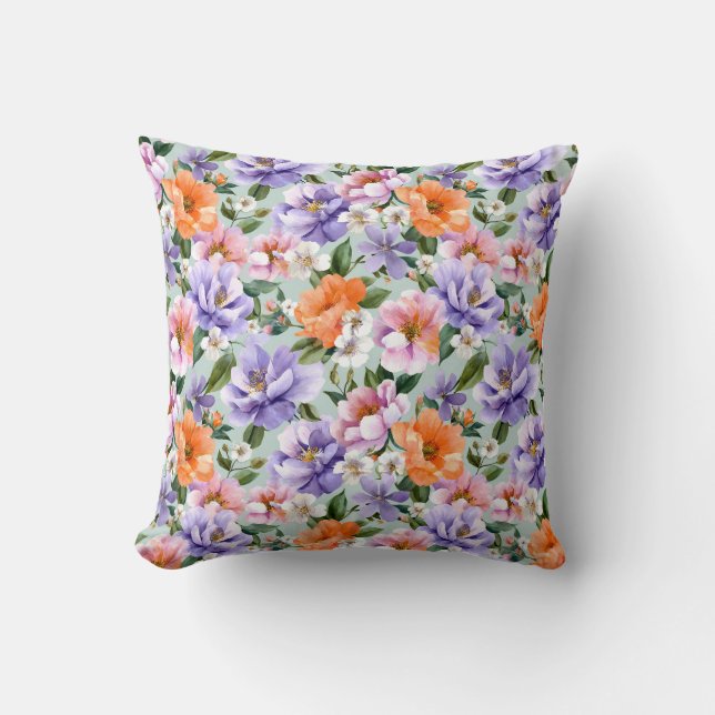 Coussin Muted Colorful Flowers Boho flower  (Recto)