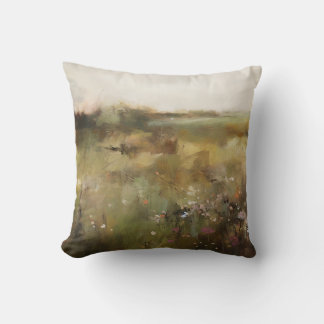 Coussin Muted Meadow Abstrait Paysage Fleur sauvage Art