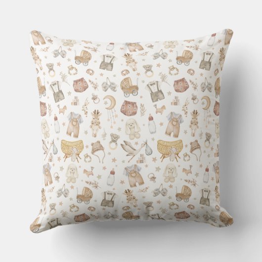 Coussin Muted Neutral Boho Baby Boy Nursery Statistiques d (Verso)