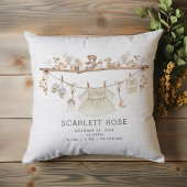 Coussin Muted Neutral Boho Baby Girl Nursery Stats de nais