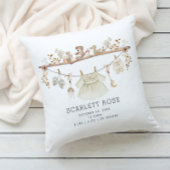 Coussin Muted Neutral Boho Baby Girl Nursery Stats de nais