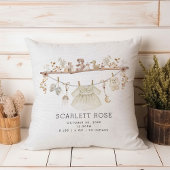 Coussin Muted Neutral Boho Baby Girl Nursery Stats de nais