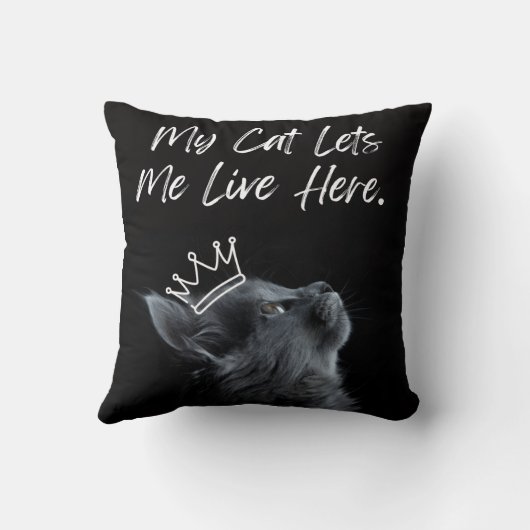 Coussin My Cat Lets Me Live Here (Verso)