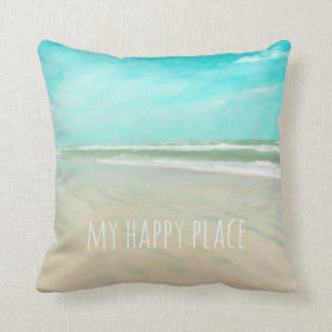 Coussin My Happy Place Turquoise Sky Beach Scène