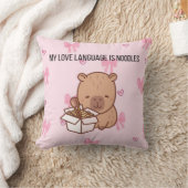 Coussin My Love Language Is Noodles | Kawaii Capybara Deco (Couverture)