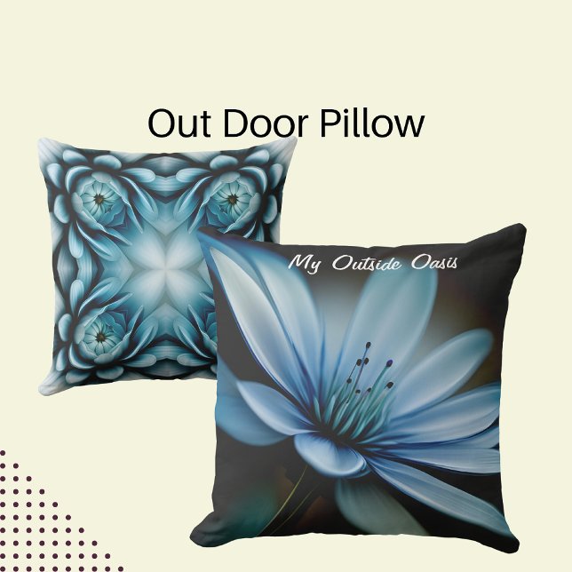 Coussin My Outside Oasis", Fleur bleue sur Arrière - plan  (Créateur téléchargé)