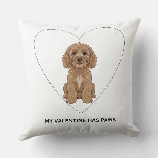 Coussin My Valentine Has Paws Cockapoo Personalise (Verso)