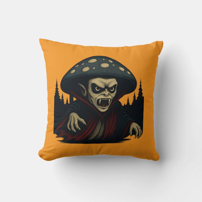 Coussin MycoVamp- Champignon aux dents sanglantes "orange" (Recto)