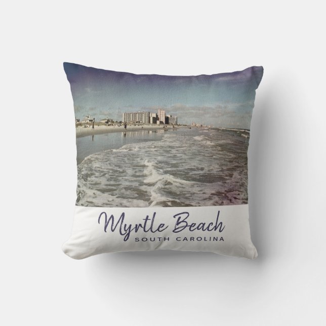 Coussin Myrtle Beach Caroline du Sud Vintage (Recto)