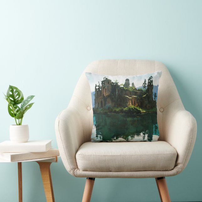 Coussin Mysterious Island and Monastery Art (Chaise)