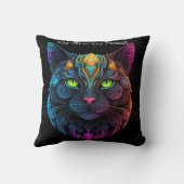 Coussin Mystic Neon Mandala Chat Psychedelic Feline Imagin (Verso)