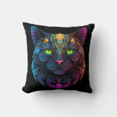 Coussin Mystic Neon Mandala Chat Psychedelic Feline Imagin (Recto)