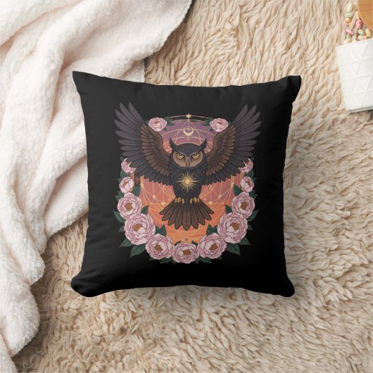 Coussin Mystical Celestial Owl Throw Pillow (Couverture)