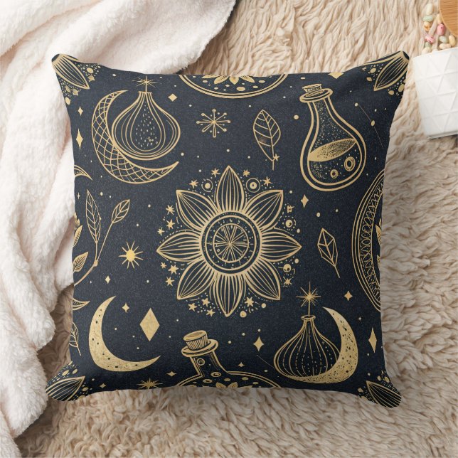 Coussin Mystical Celestial Witchcraft - Gold Botanical (2) (Couverture)