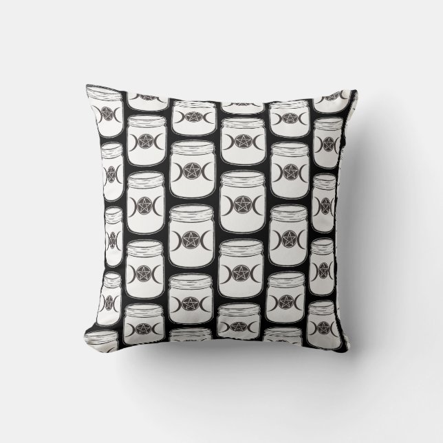 Coussin Mystical Magic Moons Triple Déesse Mason Jar (Recto)