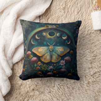 Coussin Mystical Moth and Moon Phases Portal Reversible