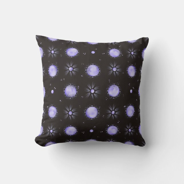 Coussin Mystical Purple Moon Galaxy Pattern Throw Pillow (Recto)