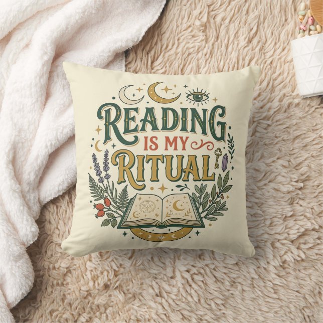 Coussin Mystical Reading Ritual Celestial Moon Book (Couverture)