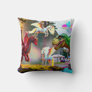 Coussin Mythical and Prehistoric Pegasus, Dragon, Dinosaur