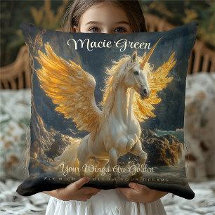 Coussin Mythique Golden Winged Pegasus Ocean Imaginaire Ho
