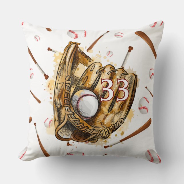 Coussin N° de baseball customisé (Recto)