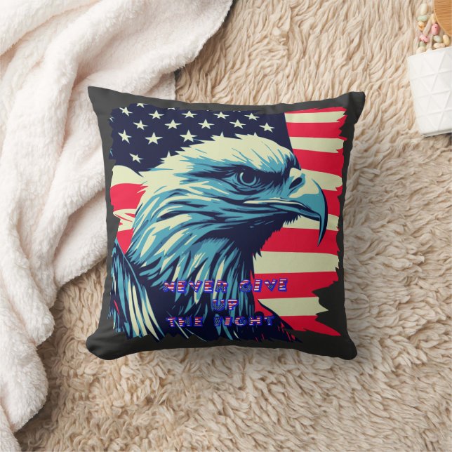 Coussin N'abandonnez jamais le combat America Eagle USA Ar (Couverture)