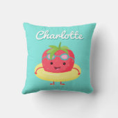 Coussin Nage de fraises Kawaii (Verso)