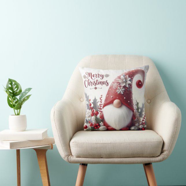 Coussin Nain de Noël rouge (Chaise)