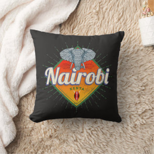 Coussin Nairobi Capital Kenya Elephant Afrique Vintage