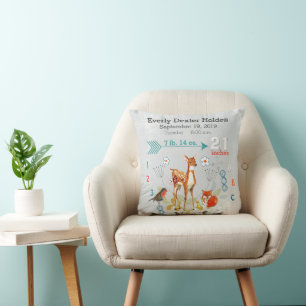 Coussin Naissance Bébé Statistiques Renard Cerf Flèche Flo