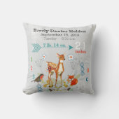 Coussin Naissance Bébé Statistiques Renard Cerf Flèche Flo (Recto)