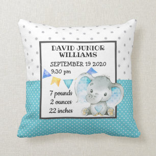 Coussin Naissance d'un bébé éléphant Garçon Nourriture de 