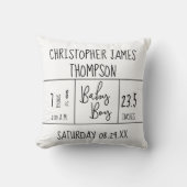 Coussin Naissance d'un bébé noir blanc (Recto)