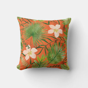 Coussin Nalani Hawaiian Tropical Garden Coral