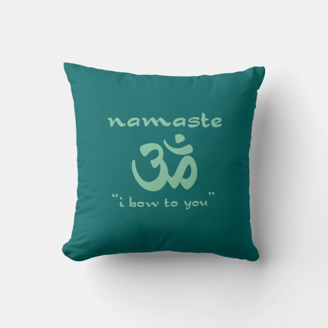 Coussin Namaste - Je vous salue (en vert) (Recto)