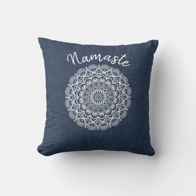 Coussin Namaste Mandala Navy Blue Modern (Recto)