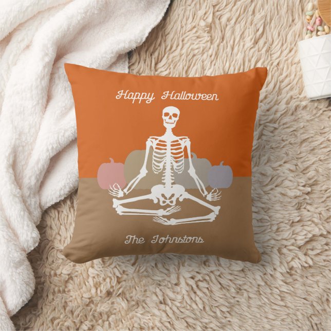 Coussin Namaste Skeleton Nom personnalisé (Couverture)