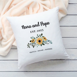 Coussin Nana et Papa   Tournesol et noms rustiques