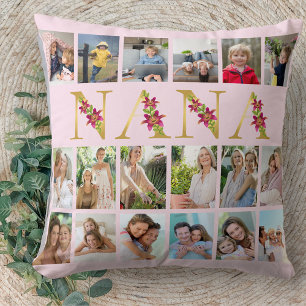 Coussin Nana Lettres Florales 18 Collage Photo Vertical Ro
