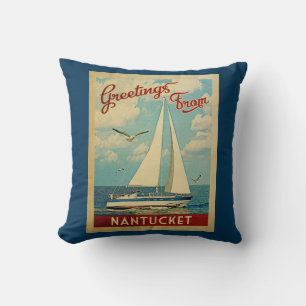 Coussin Nantucket Lancer Pillow Sailboat Massachusetts