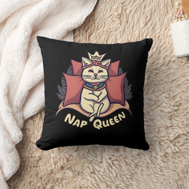 Coussin Nap Queen Cat - Chat de beauté dormant - Chat de r (Couverture)