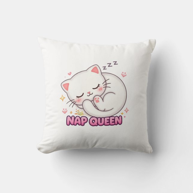 Coussin Nap Queen Cat Sticker | Cute Sleeping Cat (Recto)