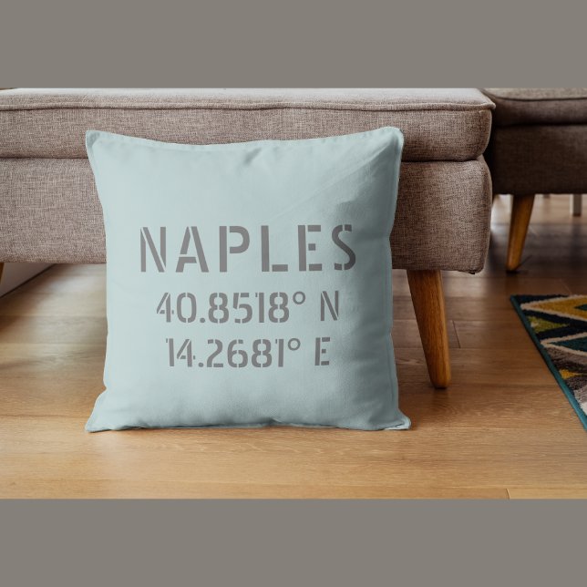 Coussin Naples Italie Coordonnées Latitude et Longitude (Créateur téléchargé)