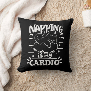 Coussin Napping Est Mon Cardio Simple Drôle Design Chat