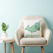 Coussin Narwhal Vert | Mignon Menthe Chibi Dessin Animé Pe (Chaise)