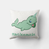Coussin Narwhal Vert | Mignon Menthe Chibi Dessin Animé Pe (Verso)