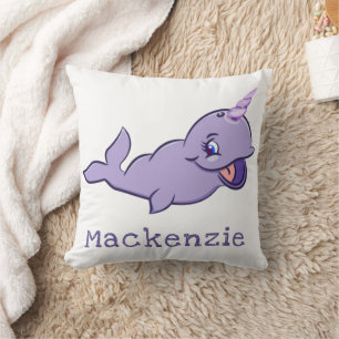 Coussin Narwhal Violet Licorne Magique de Mer Personnali