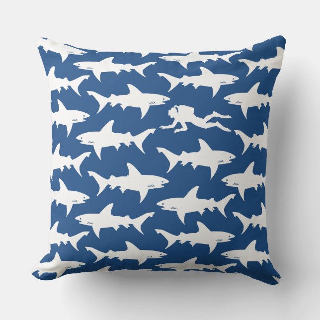 Coussin Natation folle de plongeur au milieu de l'école (Recto)