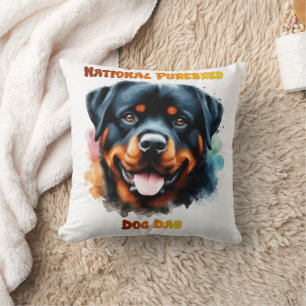 Coussin National Purebred Dog Day Rottweiler Artwork