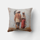 Coussin Native American Couple Throw Pillow (Verso)